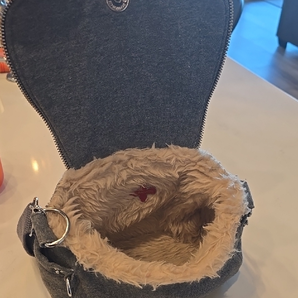 FuzzyNation Gray Crossbody Bag with Red Charm - Picture 6 of 8